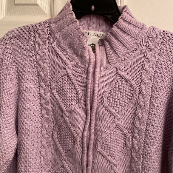 Chaus zip down lavender sweater - Picture 4 of 6